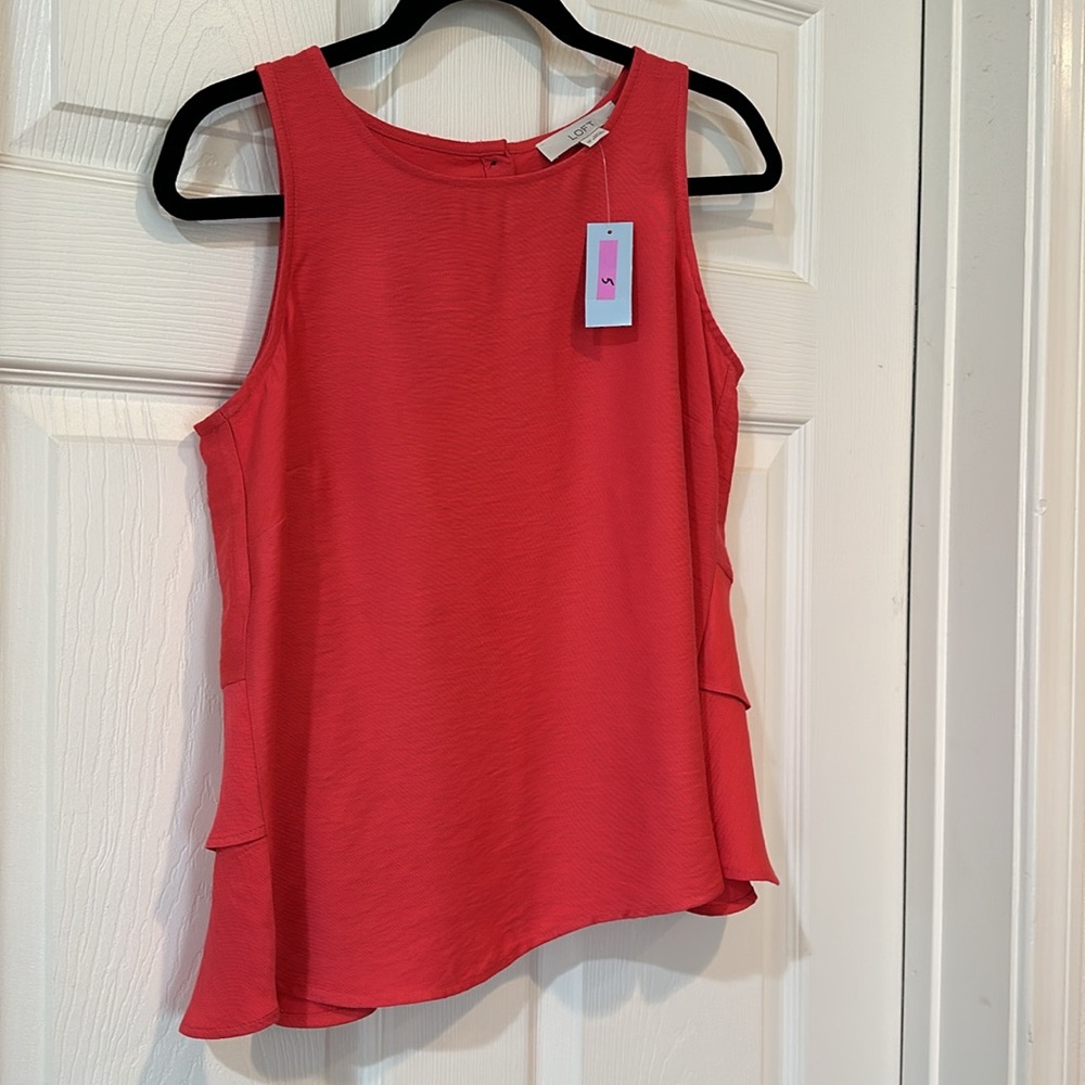 Loft - sleeveless top small petite orange rust color. - Picture 3 of 5